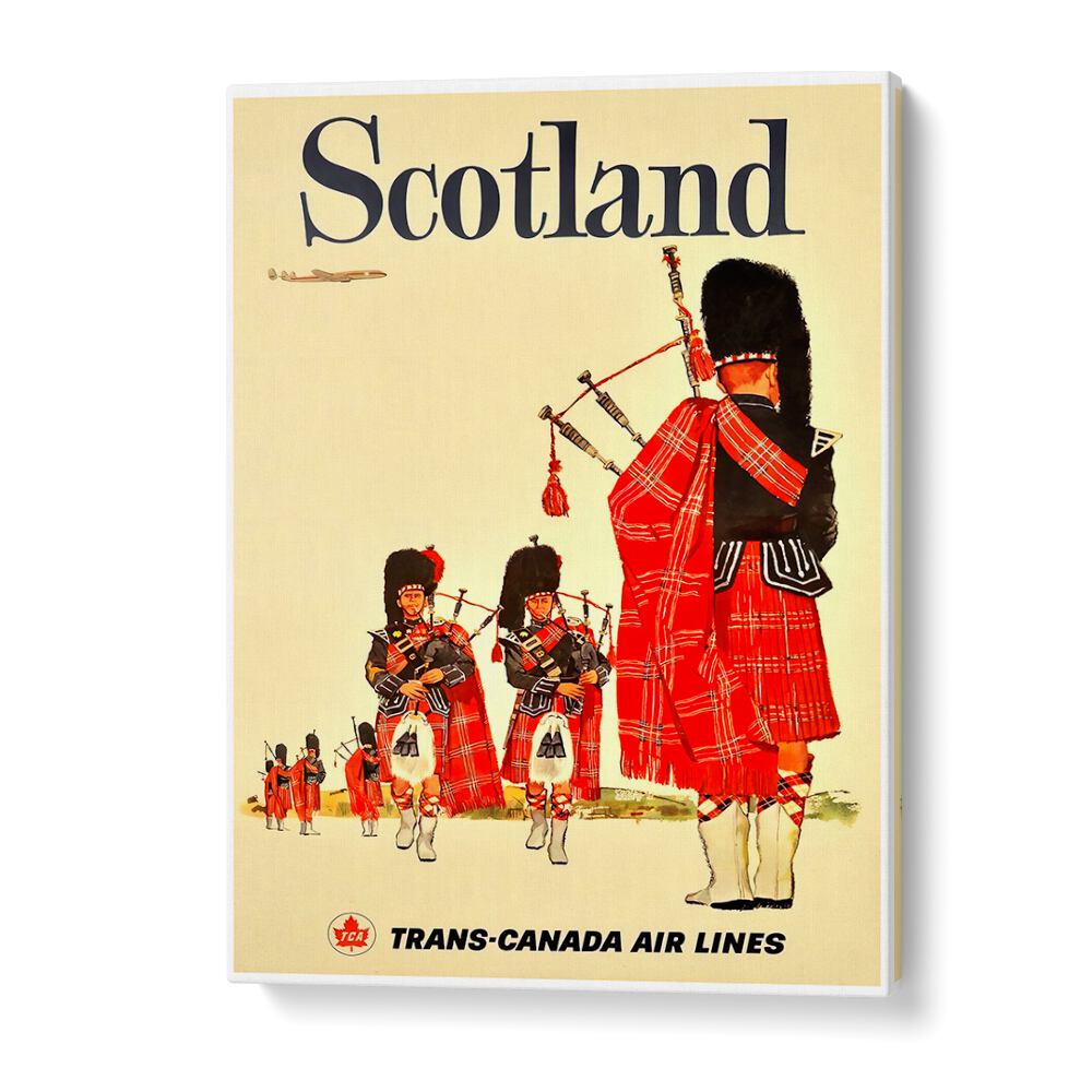 SCOTLAND III, VINTAGE TRAVEL POSTERS feature iconic bagpipers, perfect for enhancing your space with Scottish charm.