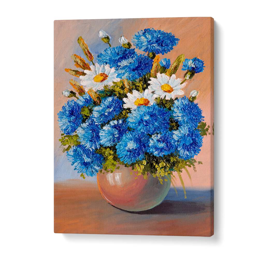 Stunning BLUE AND WHITE PETALS, VINTAGE EUROPEAN PAINTINGS showcasing delicate flowers in a charming vase.