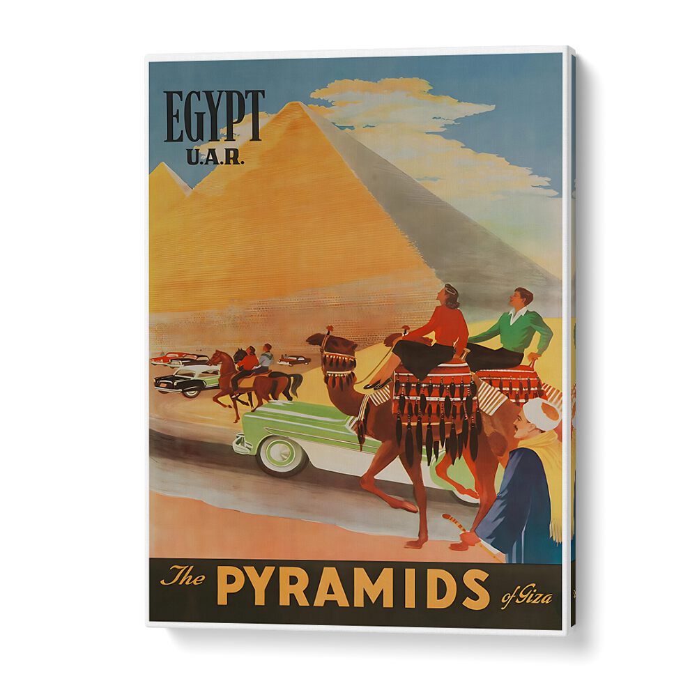 Discover the allure of EGYPT I, VINTAGE TRAVEL POSTERS, featuring the iconic Pyramids of Giza in vibrant art.
