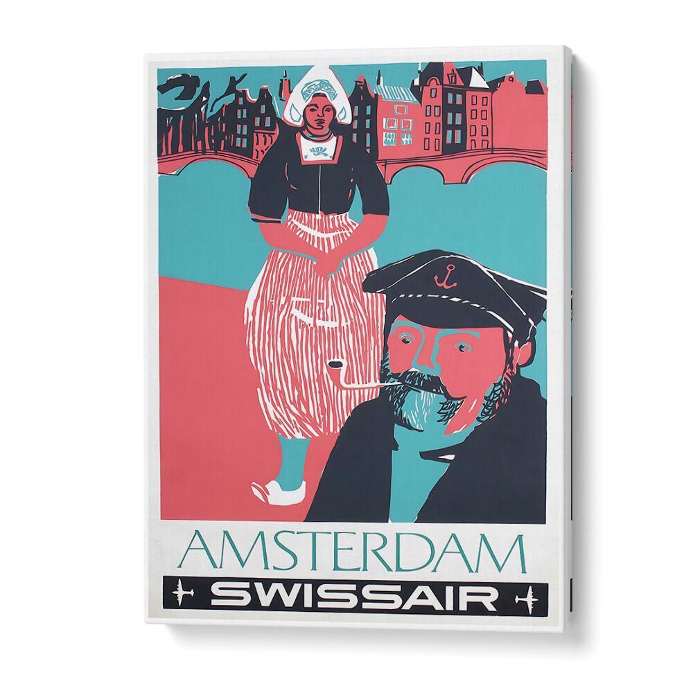 Colorful AMSTERDAM II, VINTAGE TRAVEL POSTERS capture the charm of Amsterdam's culture and architecture. Perfect decor!