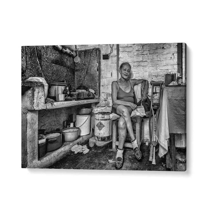 Urban life captured in black and white, showcasing character in MARIA, PHOTOGRAPHY PRINTS collection.