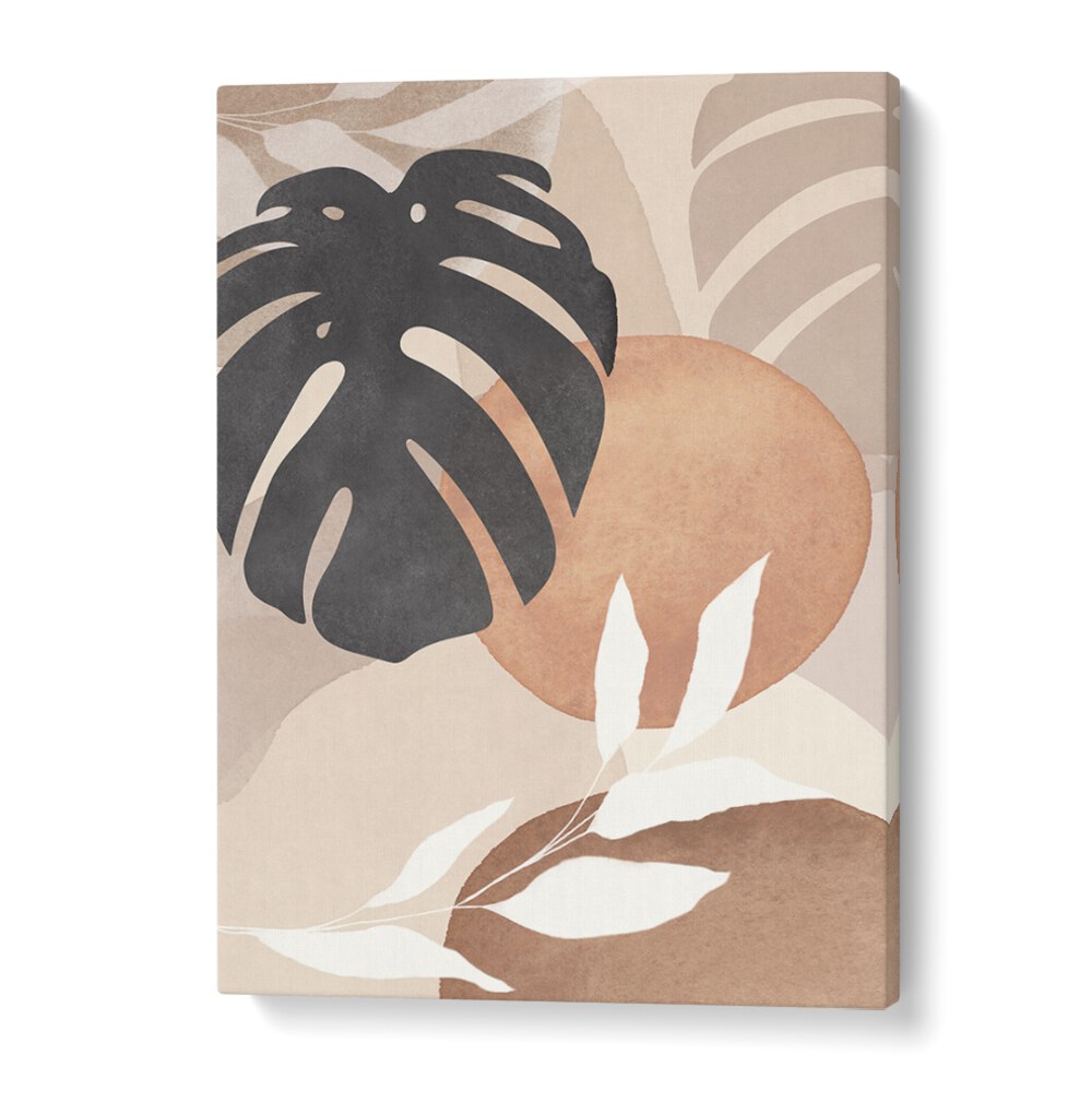 LEAVES ABSTRACT IV, BOHO ART PAINTINGS showcases modern elegance with abstract leaf designs in earthy tones.