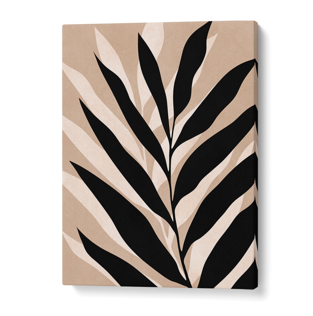 TROPICAL II, BOHO ART PAINTINGS featuring elegant black leaves on a soft background, perfect for enhancing your decor.