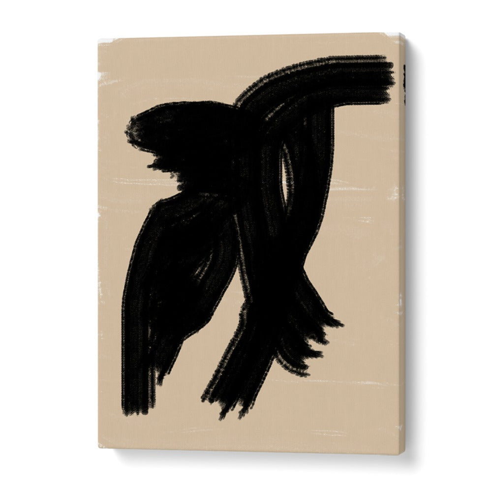 Elevate your decor with SIMPLE NEW ABSTRACT, ABSTRACT PAINTINGS featuring bold black strokes on a beige canvas.