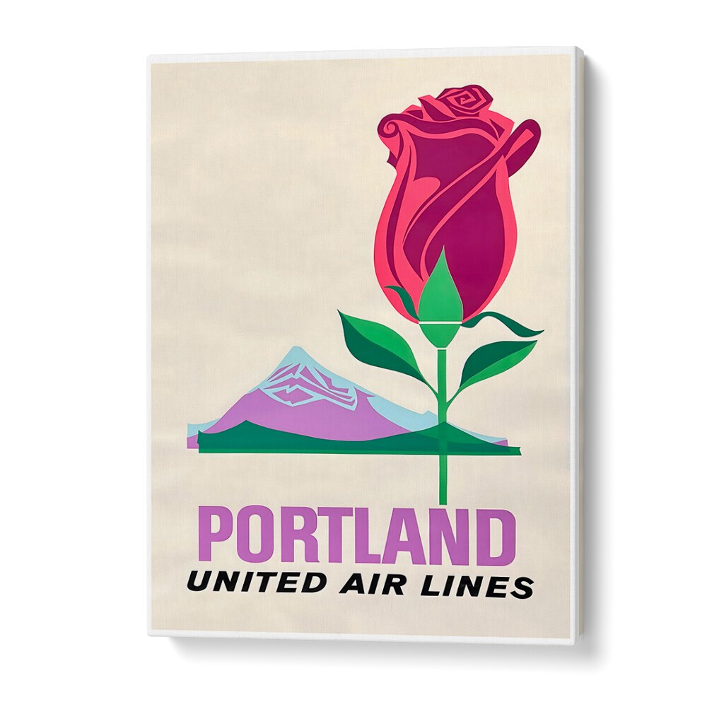 PORTLAND UNITED AIR LINES, VINTAGE TRAVEL POSTERS showcase retro artistry and iconic landscapes for travel enthusiasts.
