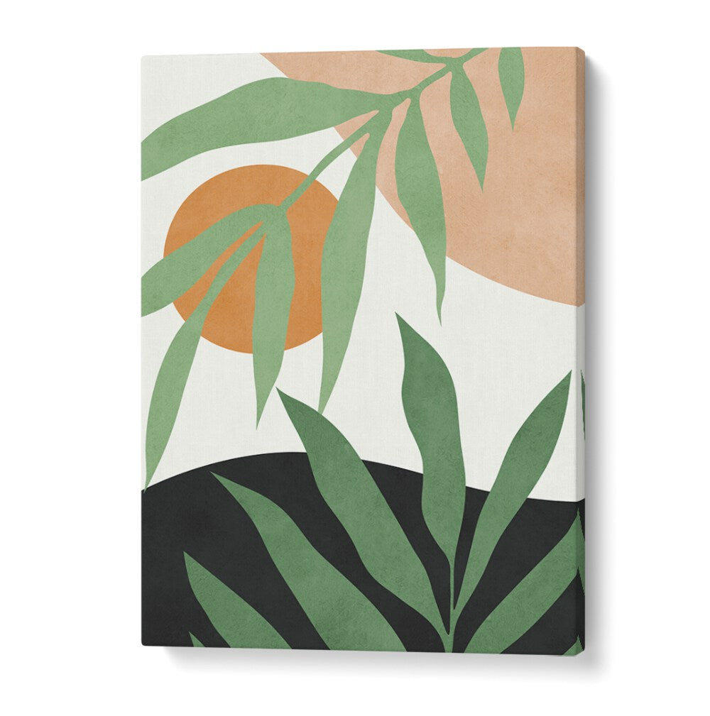 TROPICAL IV, BOHO ART PAINTINGS showcase vibrant leaves and earthy tones, perfect for enhancing any space.