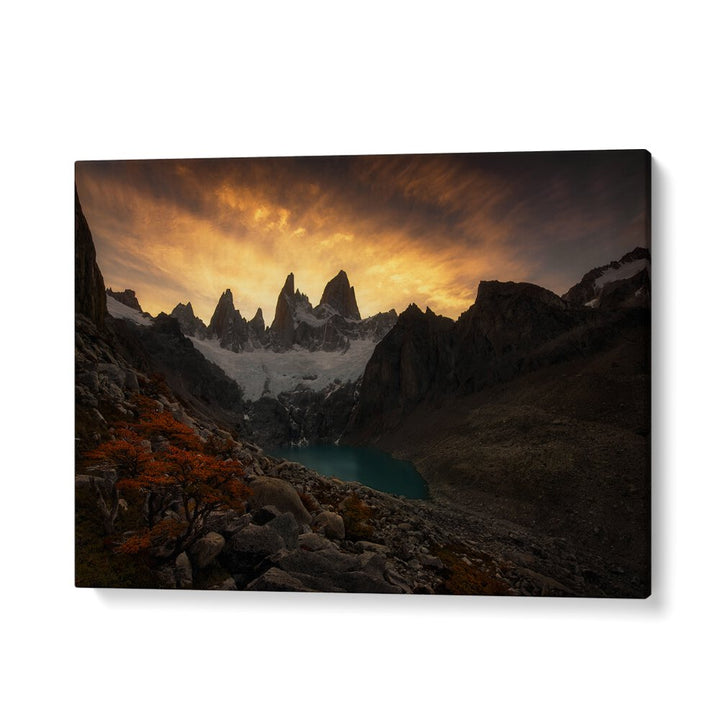 Breathtaking PATAGONIA MOUNTAIN LIGHT, PHOTOGRAPHY PRINTS capturing rugged landscapes and stunning sunset hues.