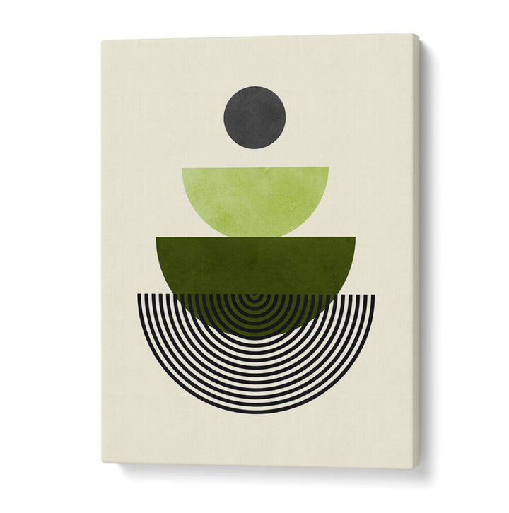 Modern geometric design featuring layered shapes in green and black, perfect for home decor: LINES AND CIRCLES V, GEOMETRIC ART PRINTS.