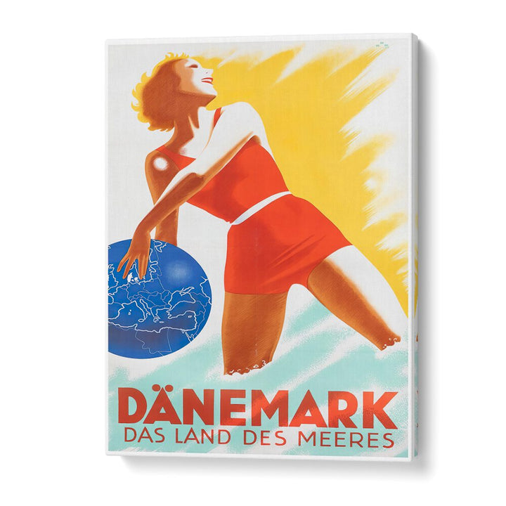 DANEMARK, VINTAGE TRAVEL POSTERS featuring a vibrant 1930s design celebrating Denmark's allure and coastal charm.