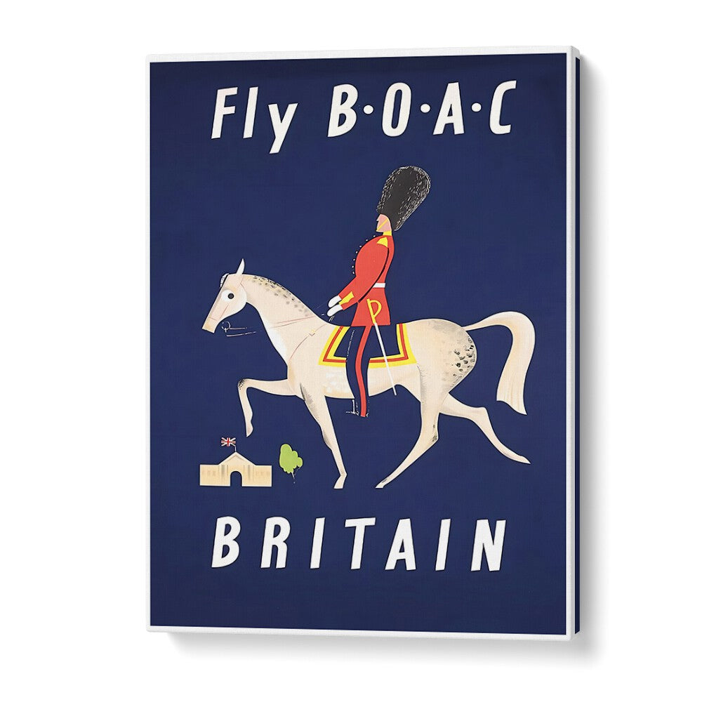 Stunning BRITAIN I, VINTAGE TRAVEL POSTERS featuring a royal guard on horseback, perfect for home decor.