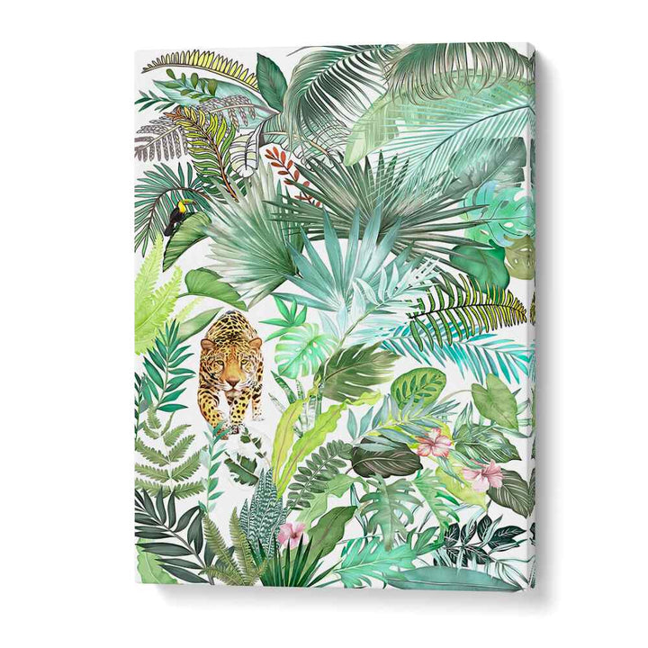 JUNGLE LEOPARD III , FLORAL FLOWER PAINTINGS