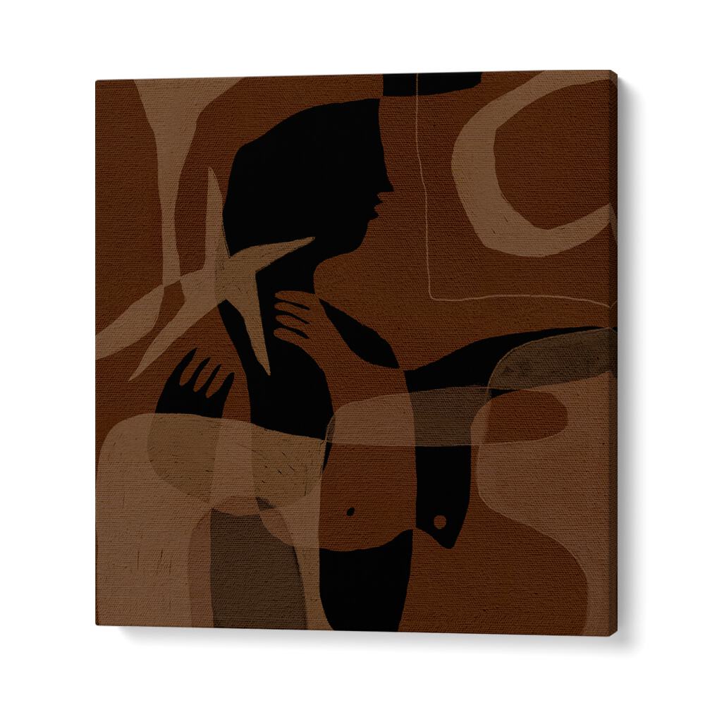Elegant AWAKENING III, BOHO ART PAINTINGS featuring abstract figures in earthy tones, perfect for modern decor.