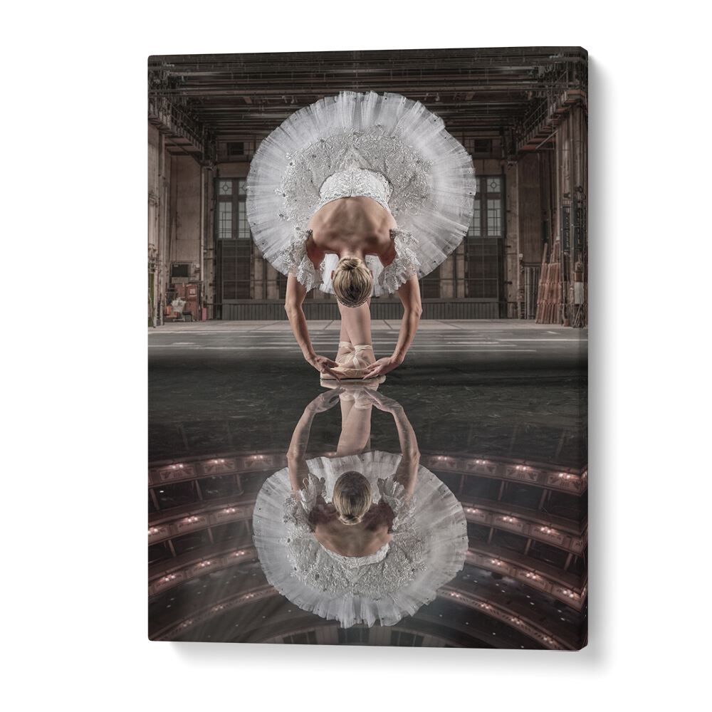 Elegant ballerina poses on stage, reflecting artistry in BALLERINA STAGE, PHOTOGRAPHY PRINTS. Perfect for your decor.