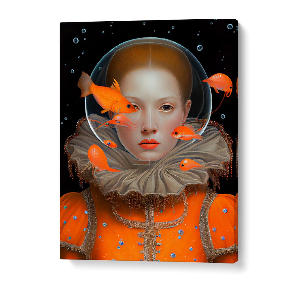 Captivating altered art print, "THE PRINCESS OF DEEP SEA," by Dikhotomy, showcasing a mystical underwater realm.