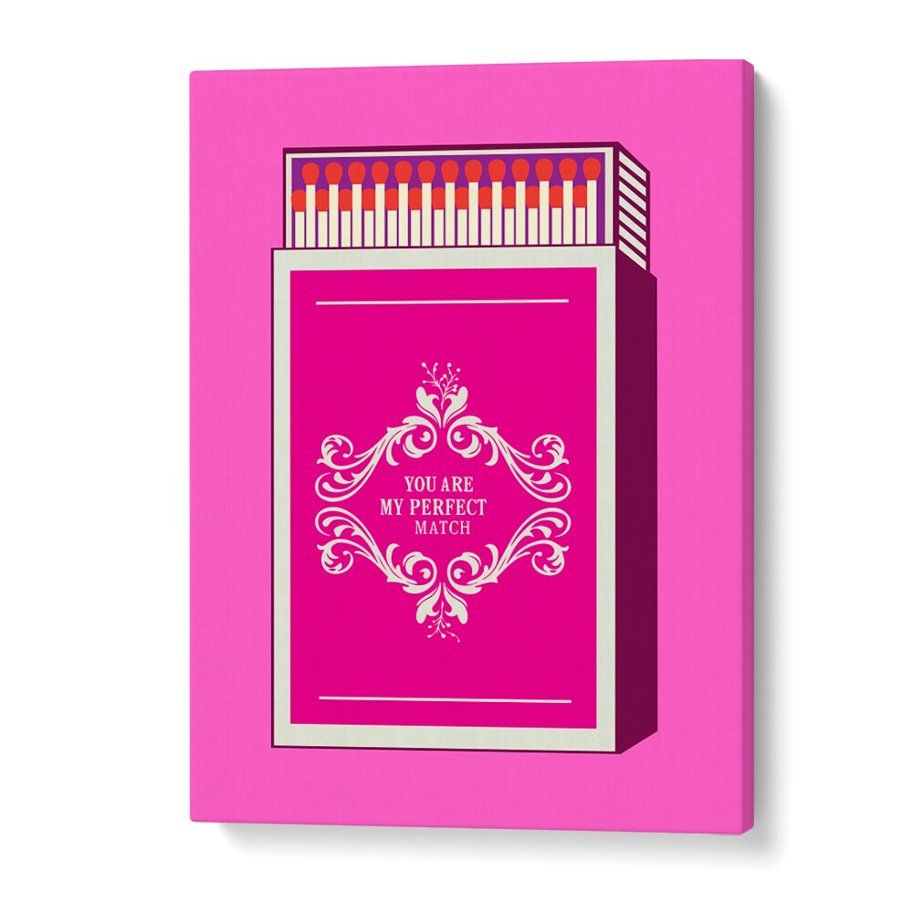 Bright pink wall art featuring "You Are My Perfect Match" text, perfect for home decor with MY PERFECT MATCH, FASHION POSTERS.