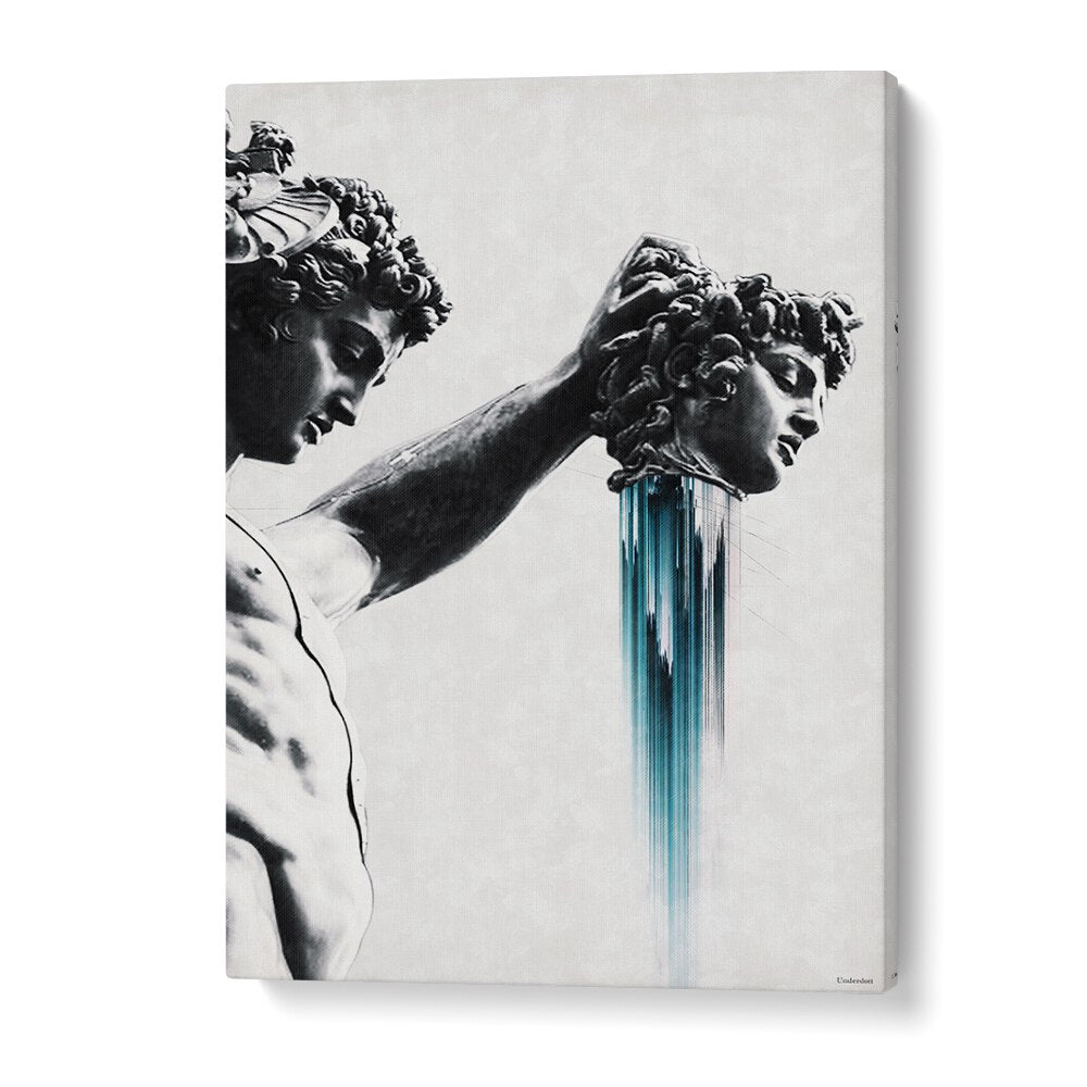 Meticulously crafted PERSEUS AND MEDUSA, ALTERED ART PRINTS by Underdott, showcasing their legendary confrontation.