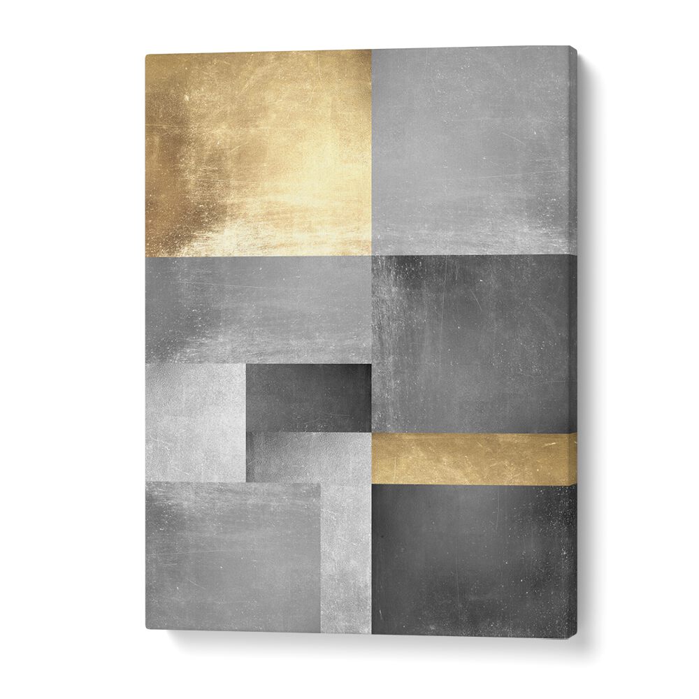 Stunning GOLD TEXTURES V, GEOMETRIC ART PRINTS featuring gold and silver hues for modern elegance in any space.