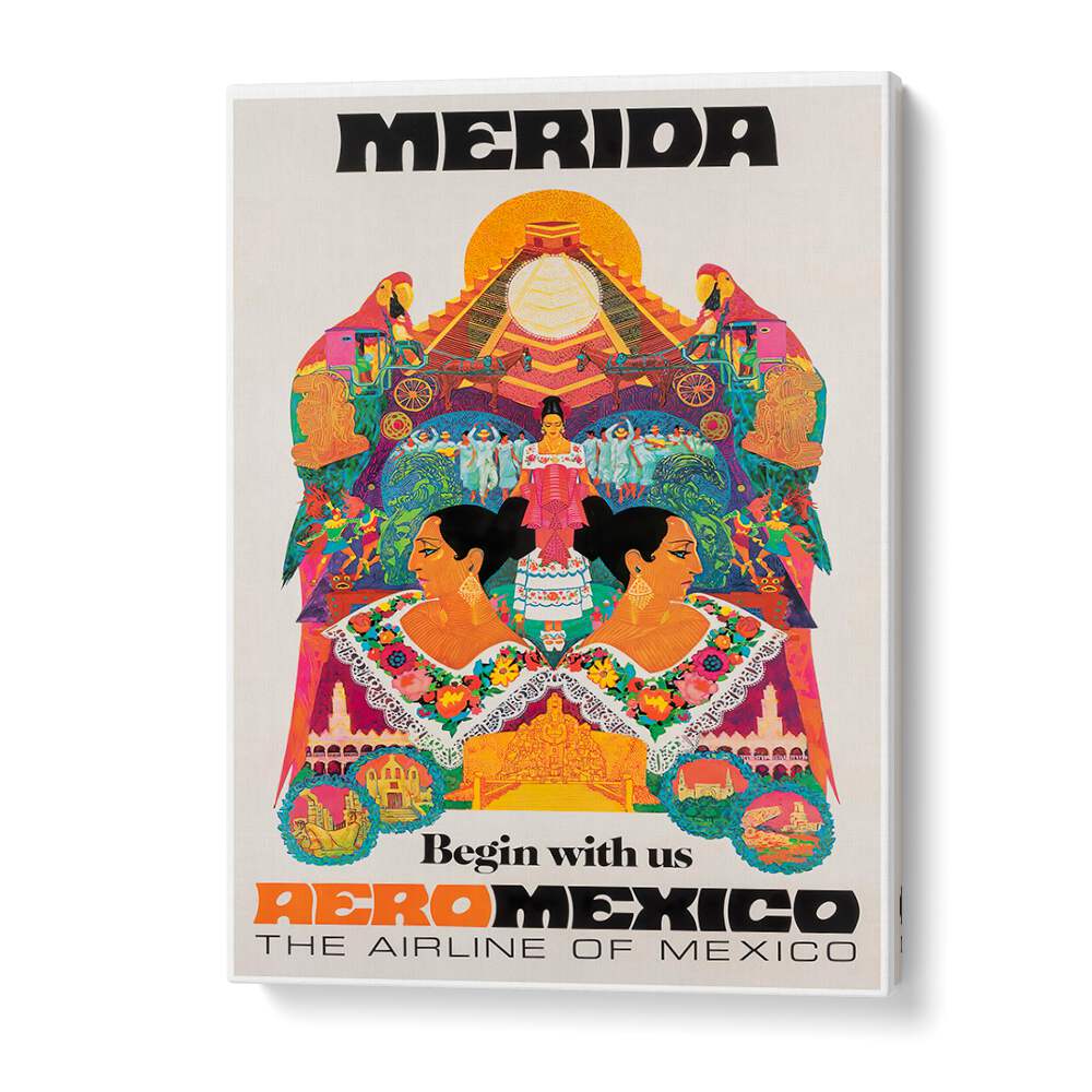 Colorful AERO MEXICO Vintage Travel Posters showcasing the charm of Mexico's vibrant destinations and golden aviation age.