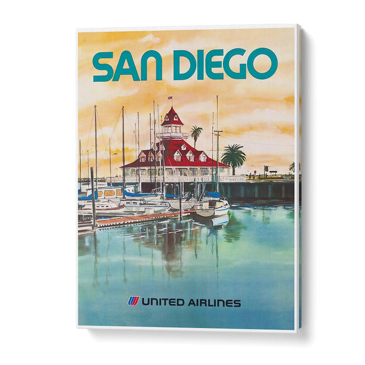 Explore SAN DIEGO, VINTAGE TRAVEL POSTERS showcasing iconic waterfront views and California's vibrant charm.