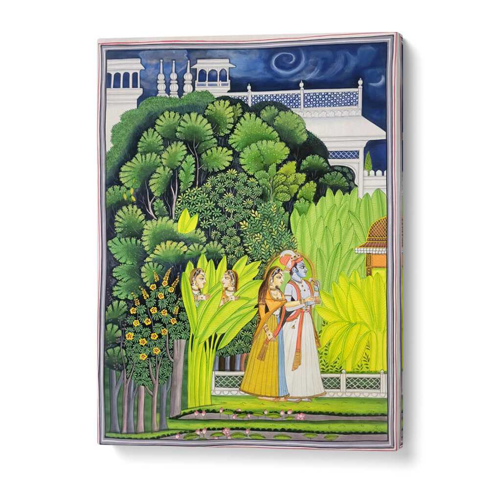 Vibrant RADHA KRISHNA, INDIAN ART PAINTINGS showcasing divine love, perfect for enhancing your living space.