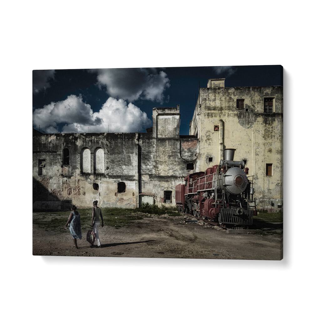 Explore urban life with HAVANA TRAIN, PHOTOGRAPHY PRINTS, showcasing a historic train against a vibrant backdrop.
