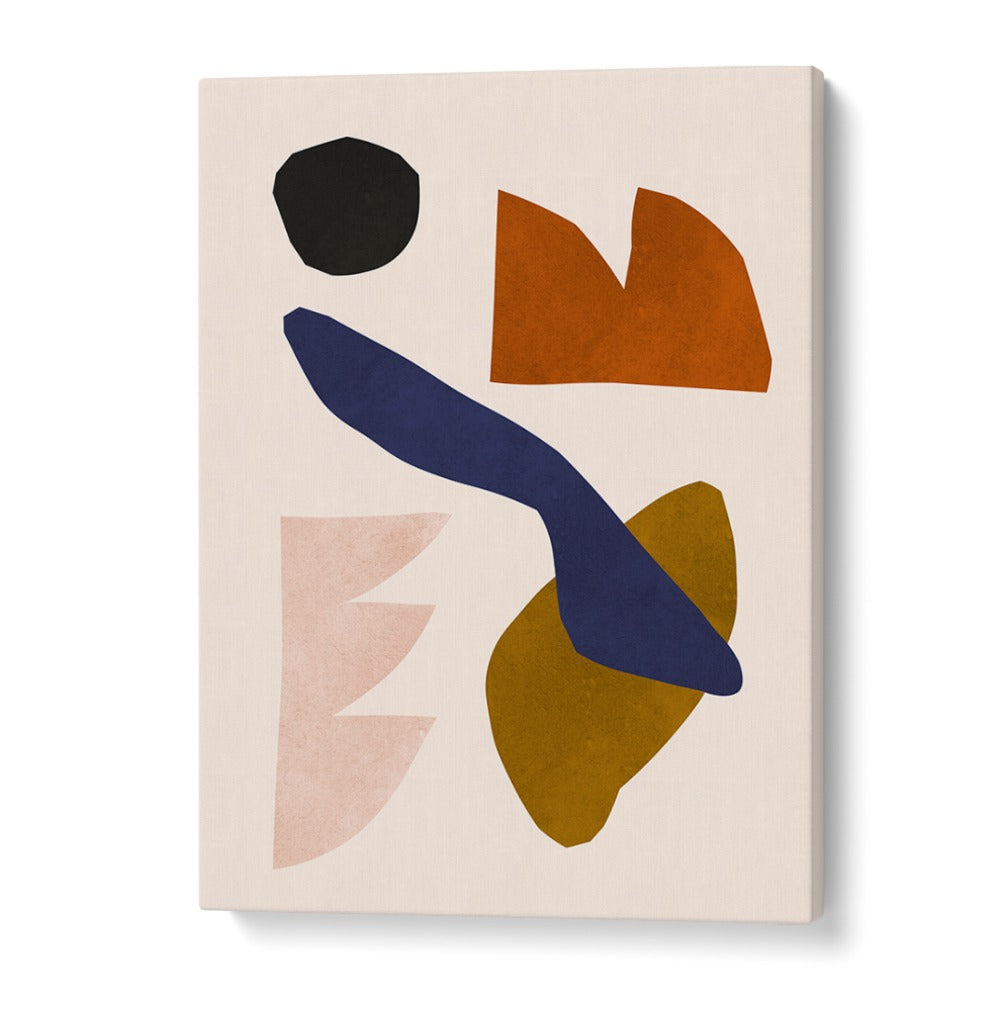 EXPRESSIVE VIII, GEOMETRIC ART PRINTS showcase vibrant shapes in earthy tones, perfect for enhancing creative spaces.