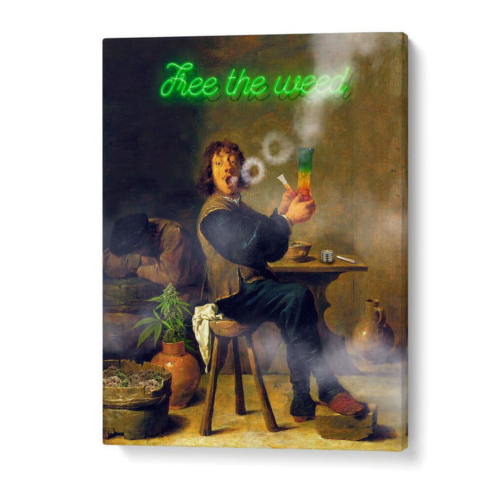 Colorful altered art print titled "FREE THE WEED," showcasing creativity and unique aesthetics by DIKHOTOMY.