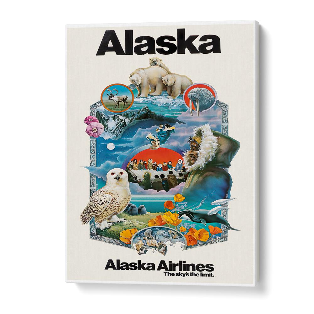 Discover the charm of ALASKA I, VINTAGE TRAVEL POSTERS, showcasing stunning landscapes and wildlife of Alaska.
