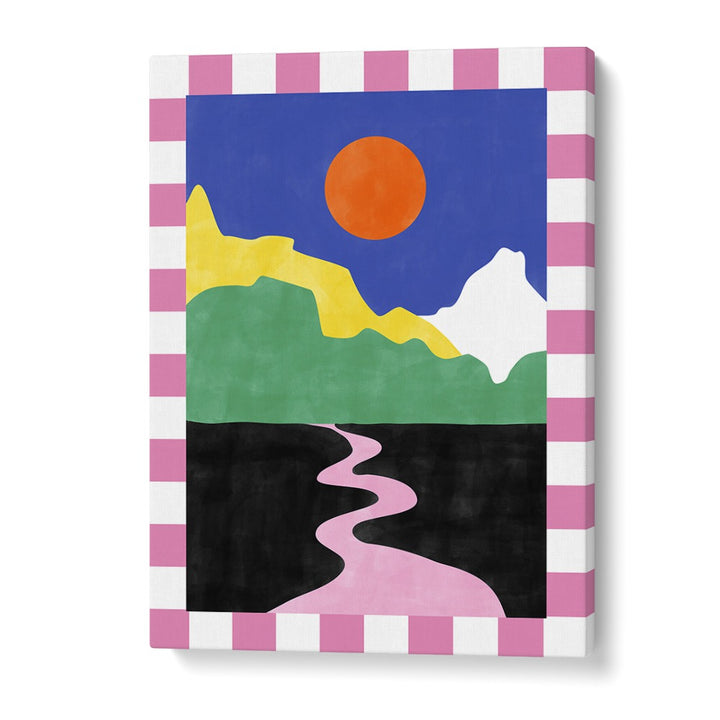 Vibrant PINK ROAD, LANDSCAPE PAINTINGS by Elena Ristova transform your space with colorful emotional art.