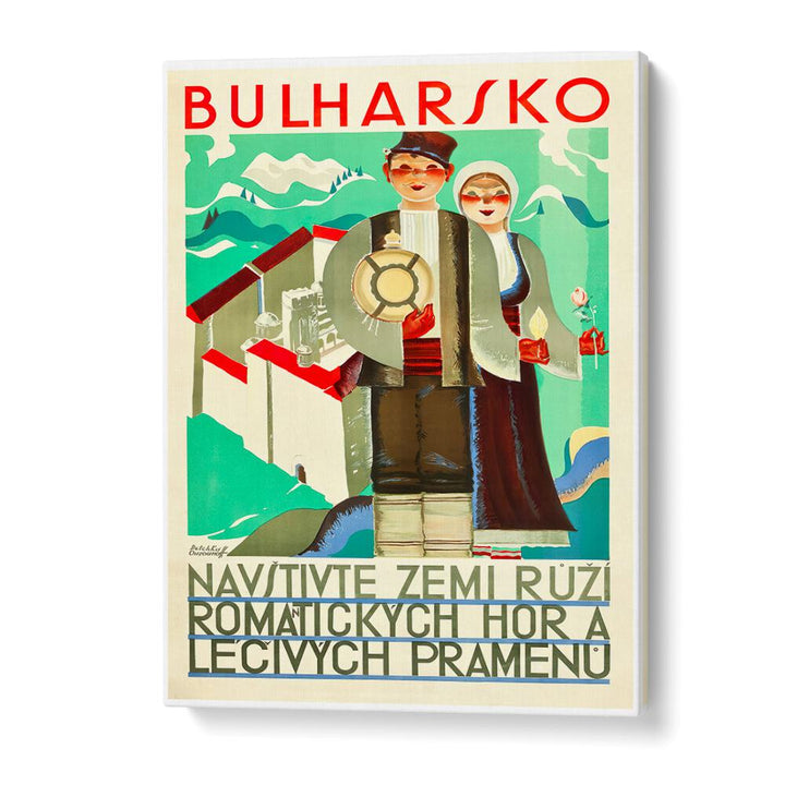 BULHARSKO, VINTAGE TRAVEL POSTERS showcase Bulgaria's charm with vibrant art reflecting its rich history.