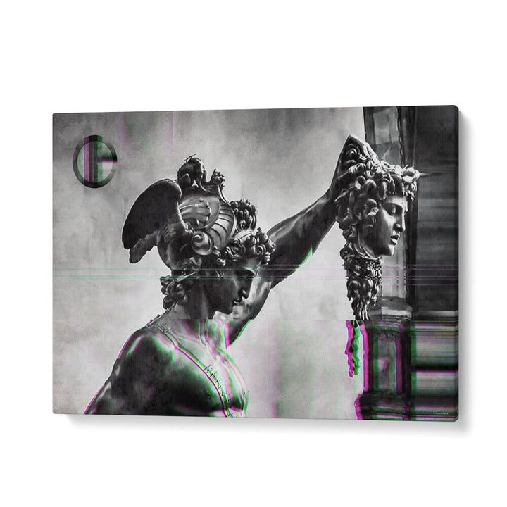Striking altered art print of Perseus with the Head of Medusa, perfect for enhancing your decor by Underdott.