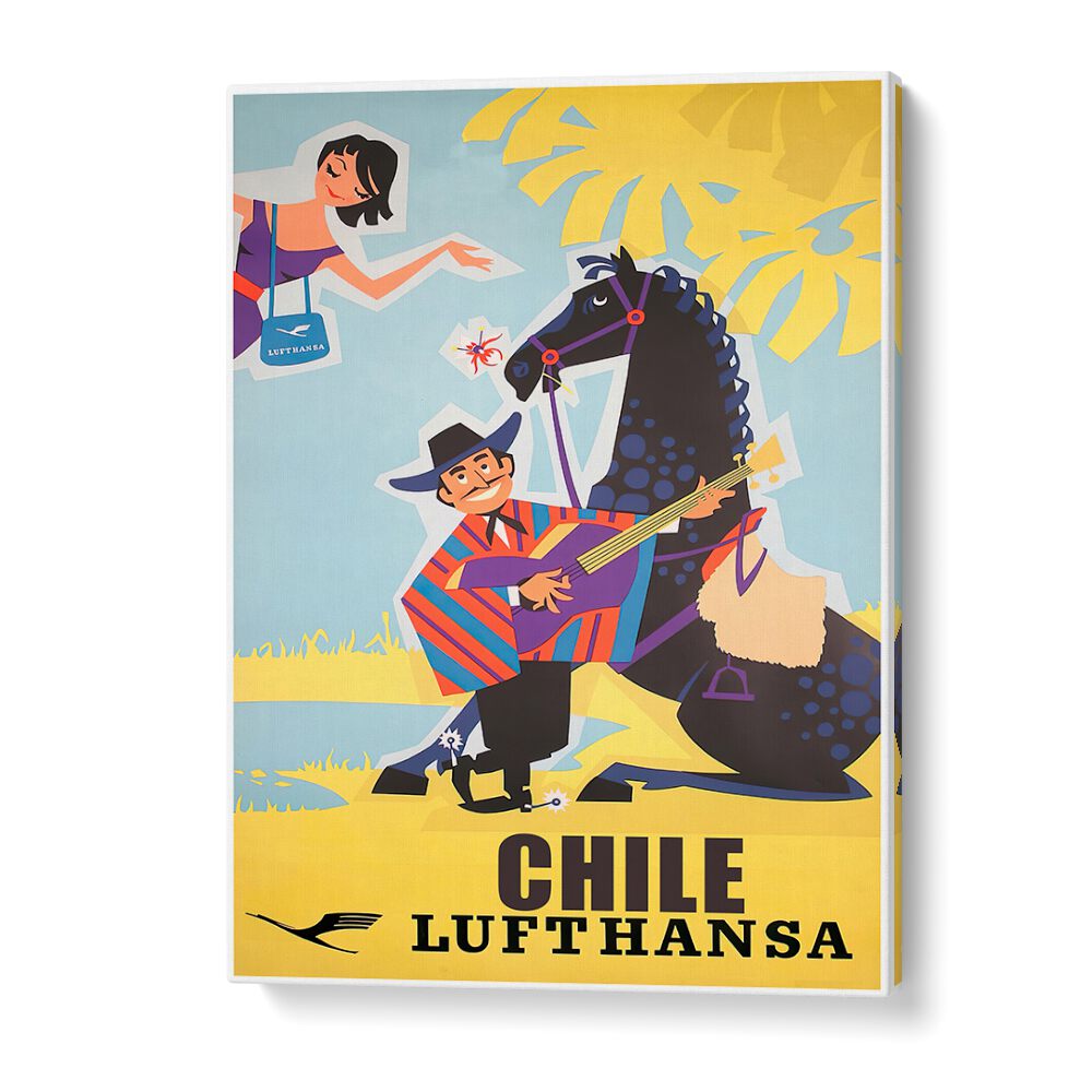 Discover the charm of LUFTHANSA, VINTAGE TRAVEL POSTERS featuring vibrant Chilean scenes and classic travel nostalgia.