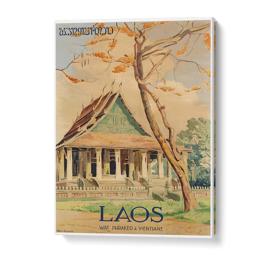 Explore the charm of Laos with LAOS I, VINTAGE TRAVEL POSTERS, showcasing stunning cultural landscapes.