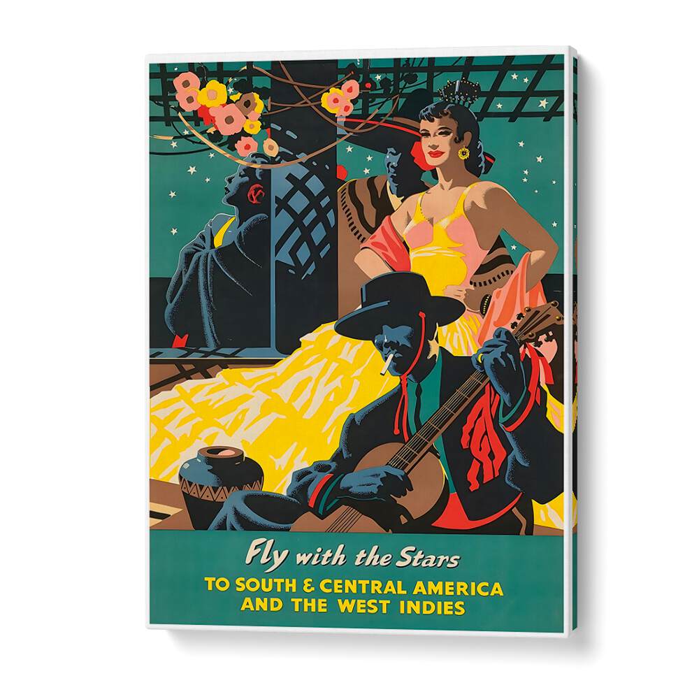 Vibrant FLY WITH THE STARS, VINTAGE TRAVEL POSTERS showcasing travel nostalgia and adventure. Perfect for decor!