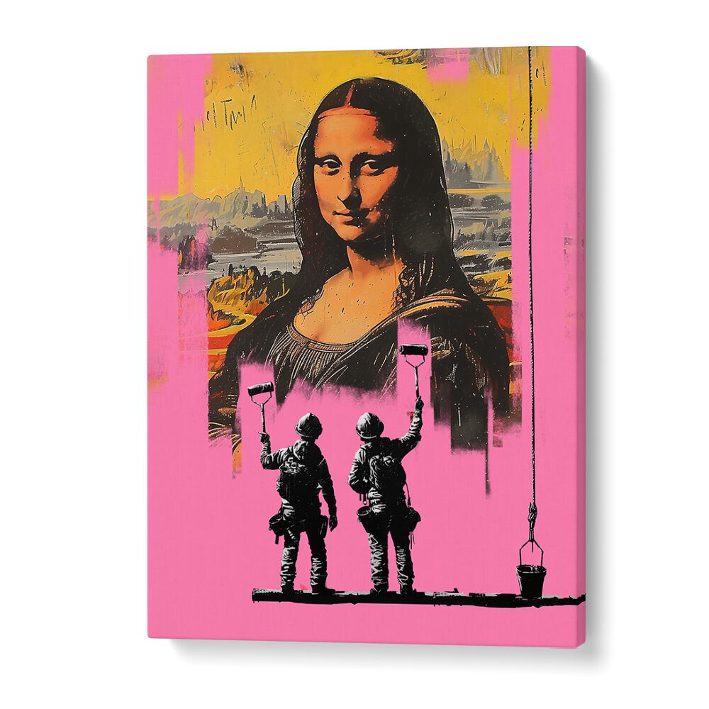 Vibrant PINK MONALISA, POP ART PAINTINGS by DIKHOTOMY combines classic and contemporary art for striking decor.