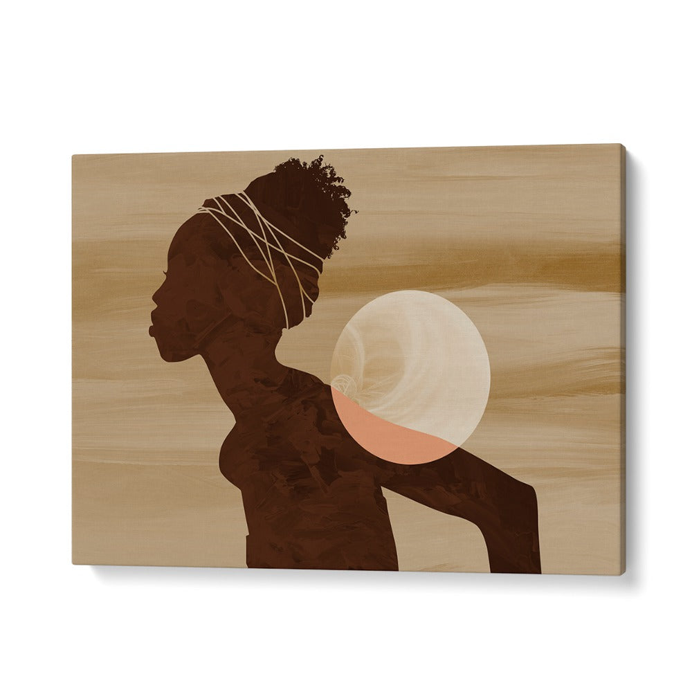 Elegant silhouette art showcasing the ANGOLAN MOON, AFRICAN ART PAINTINGS, capturing Angola's night beauty.