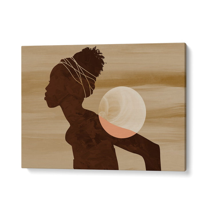 Elegant silhouette art showcasing the ANGOLAN MOON, AFRICAN ART PAINTINGS, capturing Angola's night beauty.