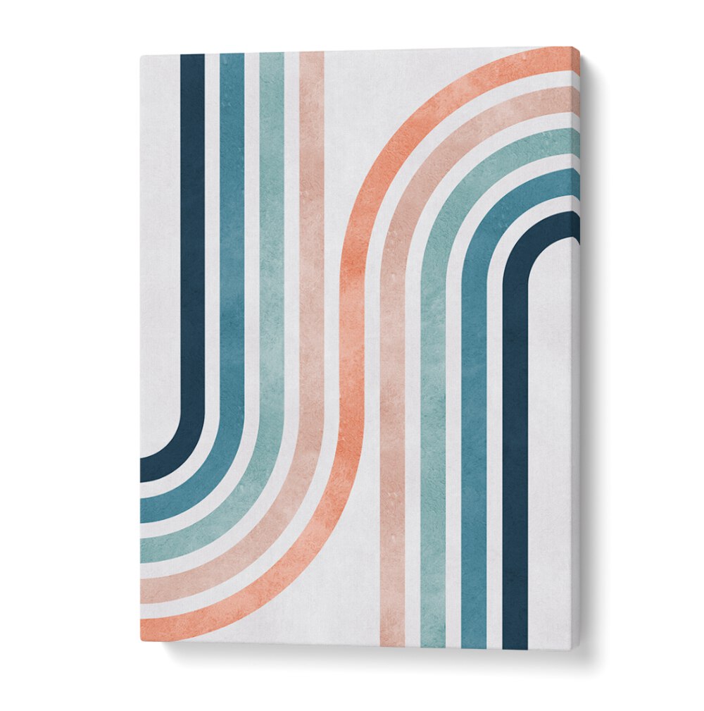 Colorful geometric design featuring curved lines in LINES AND ARCS II, GEOMETRIC ART PRINTS for modern decor.