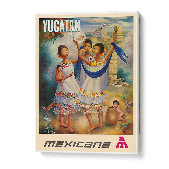 Vibrant MEXICANA YUCATAN, VINTAGE TRAVEL POSTERS showcasing Mexico’s rich culture and landscapes. Perfect for decor!