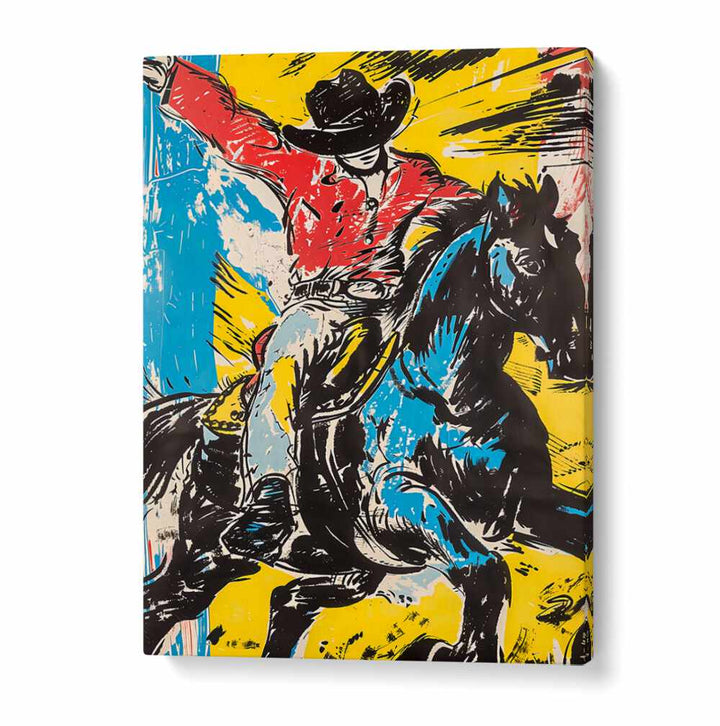 Vibrant RODEO, COWBOY painting captures the spirit of adventure and modern Americana for your decor.