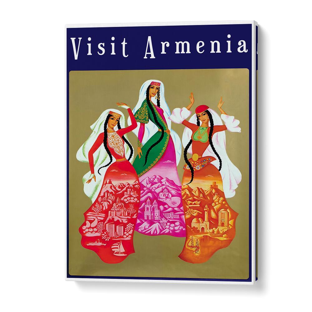 Colorful ARMENIA, VINTAGE TRAVEL POSTERS showcasing traditional attire and culture, perfect for home decor.