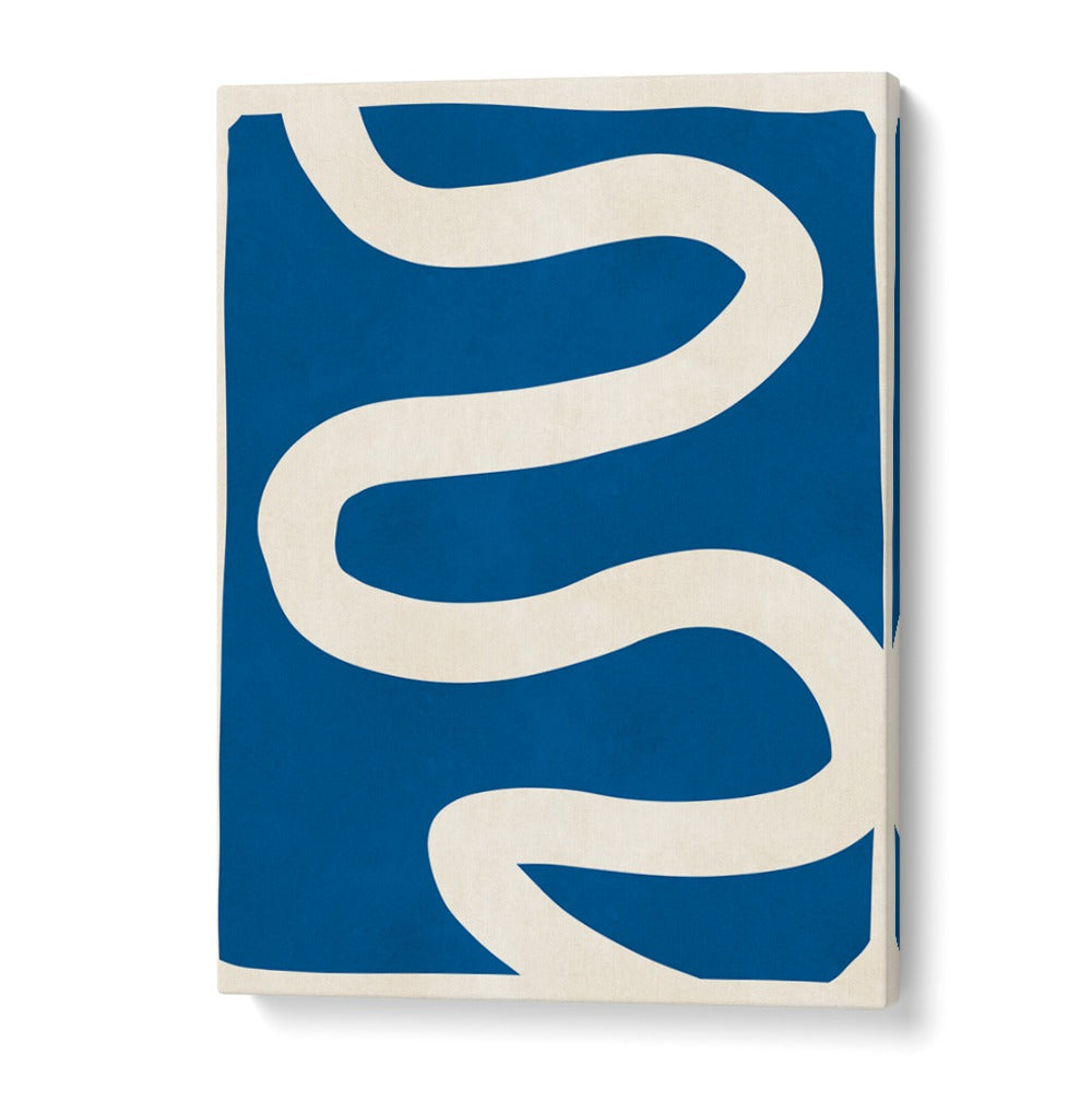 Bold blue and white design showcases EXPRESSIVE LINES X, ABSTRACT PAINTINGS, perfect for creative spaces.