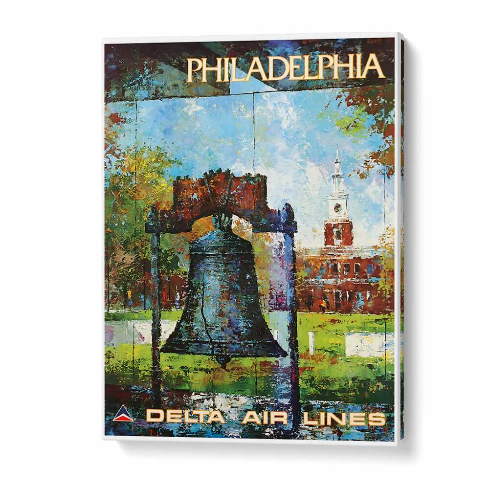 Discover the charm of PHILADELPHIA, VINTAGE TRAVEL POSTERS showcasing the iconic Liberty Bell in vibrant colors.