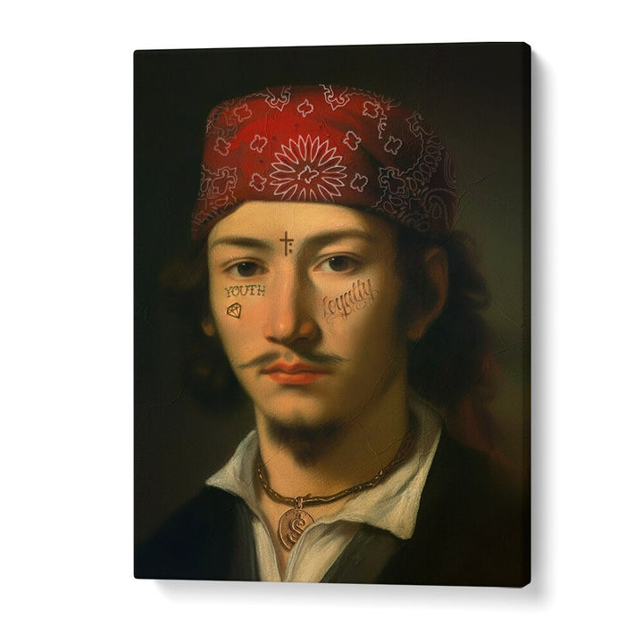 Urban artistry shines in the LATIN GANG, ALTERED ART PRINTS by Dikhotomy, featuring a captivating, tattooed portrait.