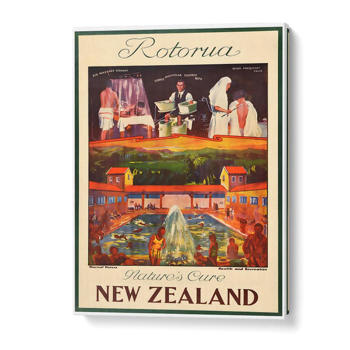 Explore the charm of NEW ZEALAND, VINTAGE TRAVEL POSTERS showcasing Rotorua's scenic beauty and rich culture.