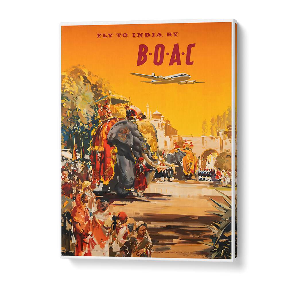 FLY TO INDIA, VINTAGE TRAVEL POSTERS showcase colorful Indian culture and landscapes, perfect for travel enthusiasts.