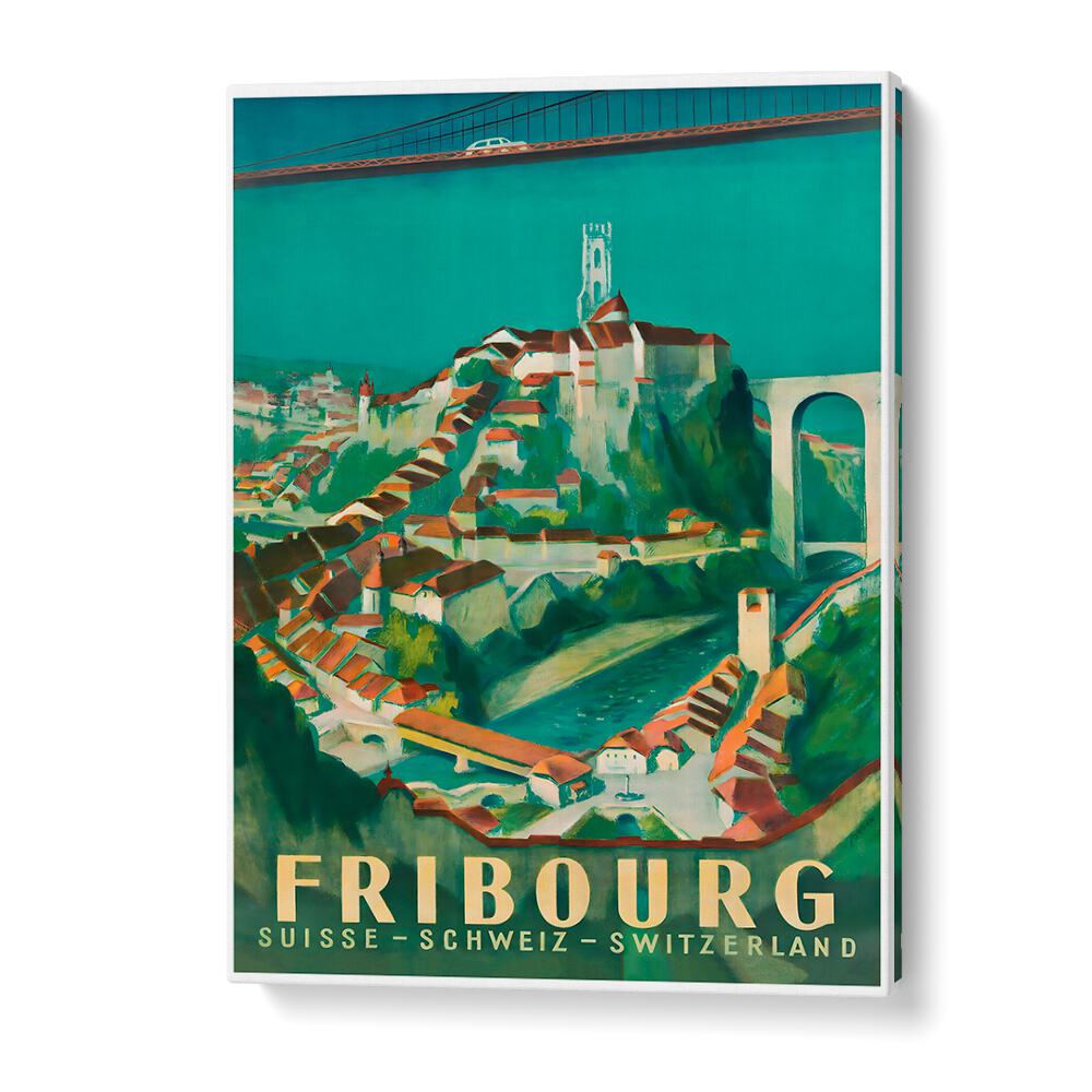 Explore FRIBOURG, VINTAGE TRAVEL POSTERS showcasing the scenic beauty and architecture of this Swiss gem.