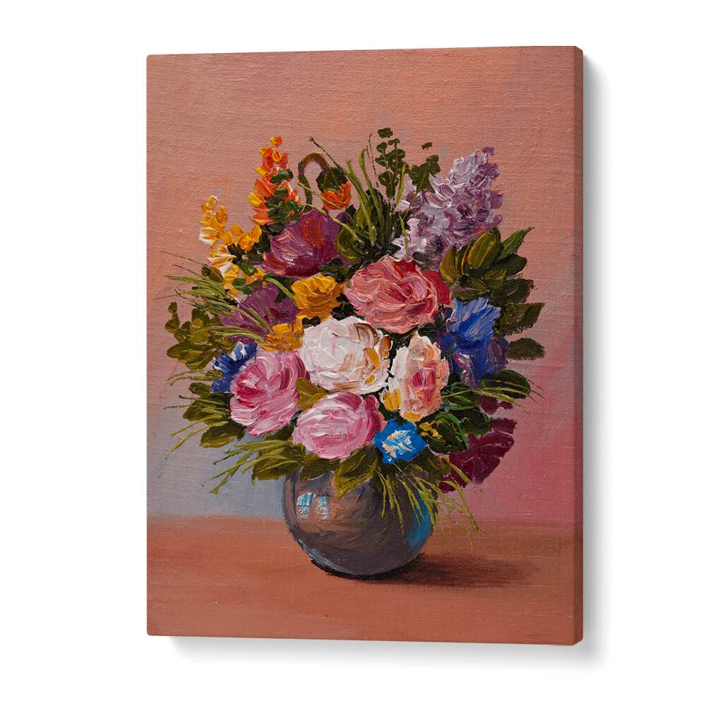 Vibrant bouquet in a jar, showcasing the charm of GARDEN IN A JAR, VINTAGE EUROPEAN PAINTINGS. Perfect for art lovers.