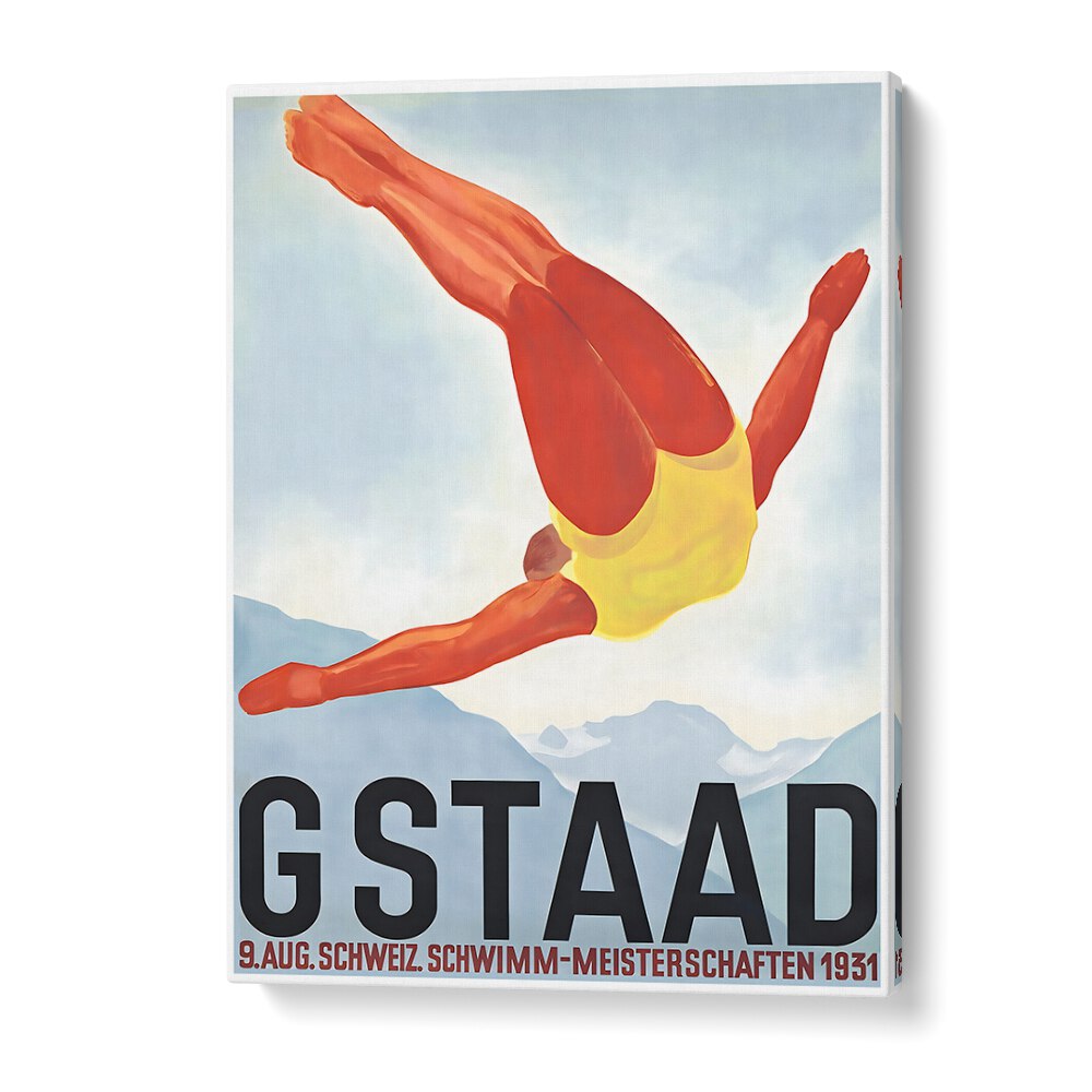 GSTAAD I, VINTAGE TRAVEL POSTERS capture a nostalgic diving scene, adding classic charm to any space.