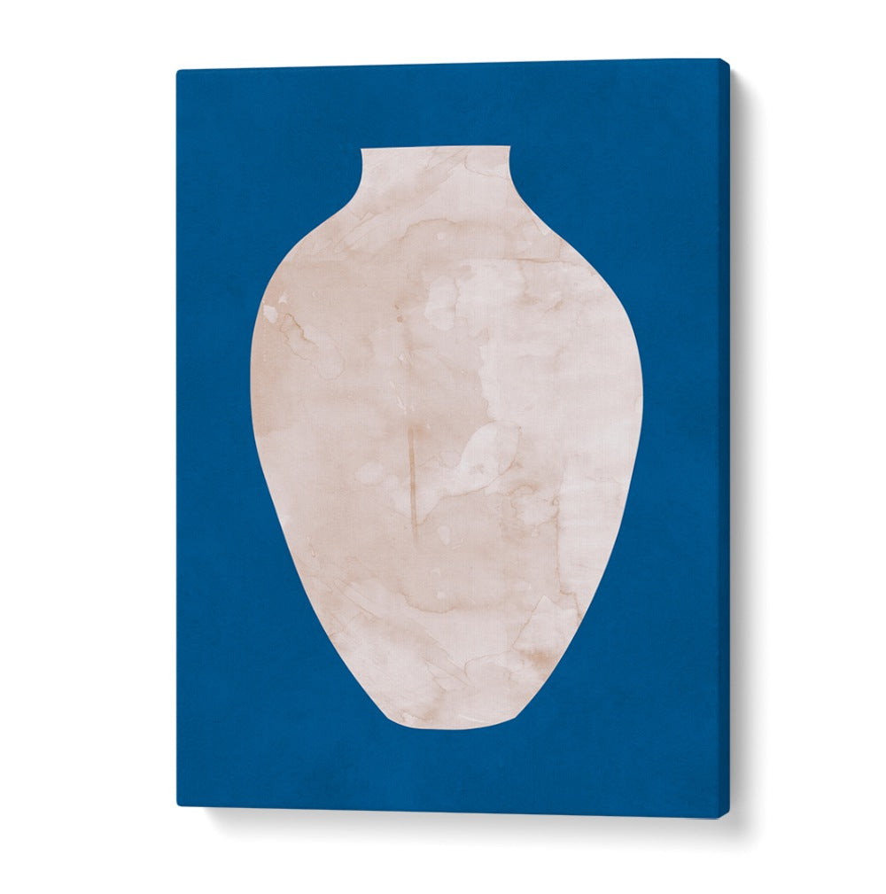 Bold blue backdrop featuring a stylish vase design, perfect for TRIBAL SHAPES I, GEOMETRIC ART PRINTS enthusiasts.